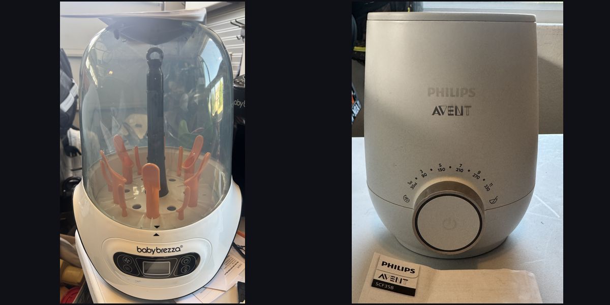 Baby Brezza sterilizer dryer and Philips Avent bottle warmer